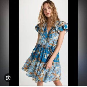 Ulla Johnson Blue and Brown Floral Mini Dress